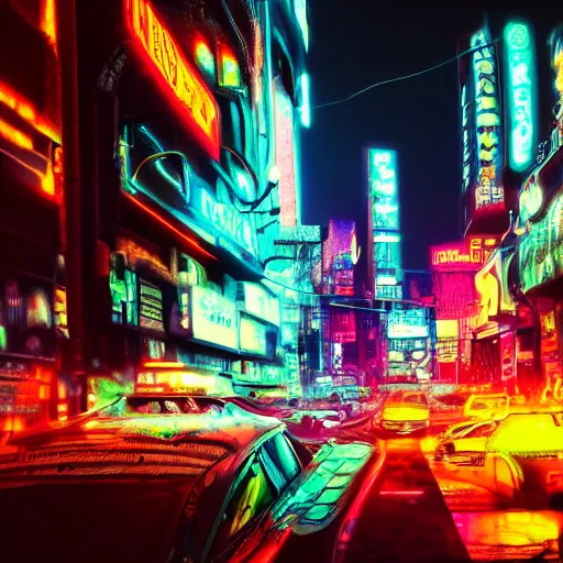 Prompt: high quality photo of a in the mayor of a cyberpunk cyberpunk cyberpunk city, neon lights, realism, 8k, award winning photo