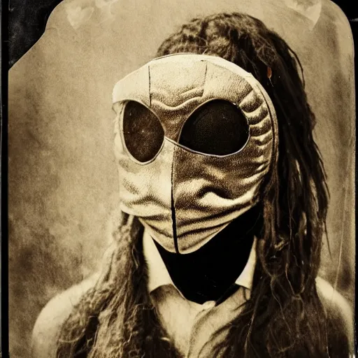 Image similar to tintype photographs of shamans, psychic wrestlers, masked heroes, irradiated humans, and monster hunters