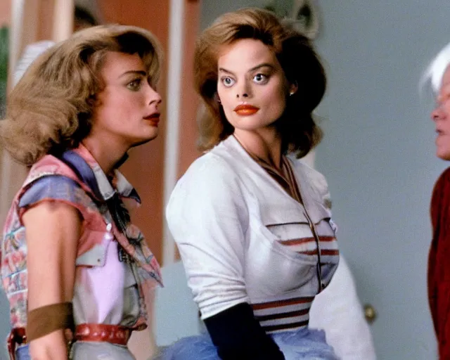 Image similar to margot robbie as lorraine baines in back to the future, 1985, cdx