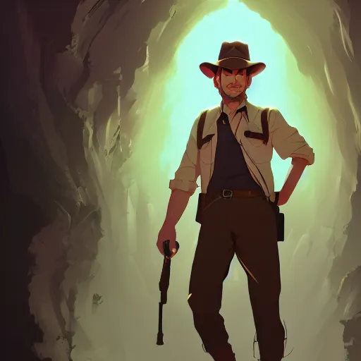 Prompt: Stephen Spielberg as Indiana Jones, ambient lighting, 4k, anime key visual, lois van baarle, ilya kuvshinov, rossdraws, artstation