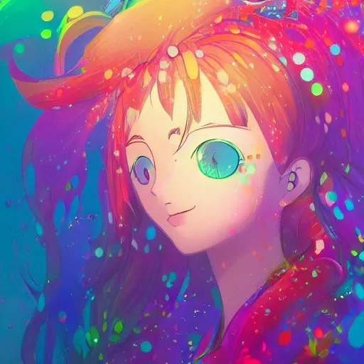 Prompt: a beautiful disney styled character, dew, water drops, ultra detailed, sunrise, portrait, hyper colorful, trending on artstation, by studio ghibli