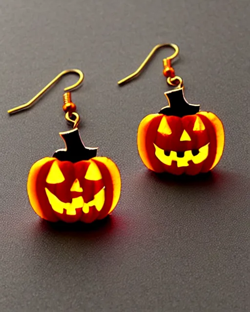 Image similar to spooky jack'o'lantern, 2 d lasercut earrings,