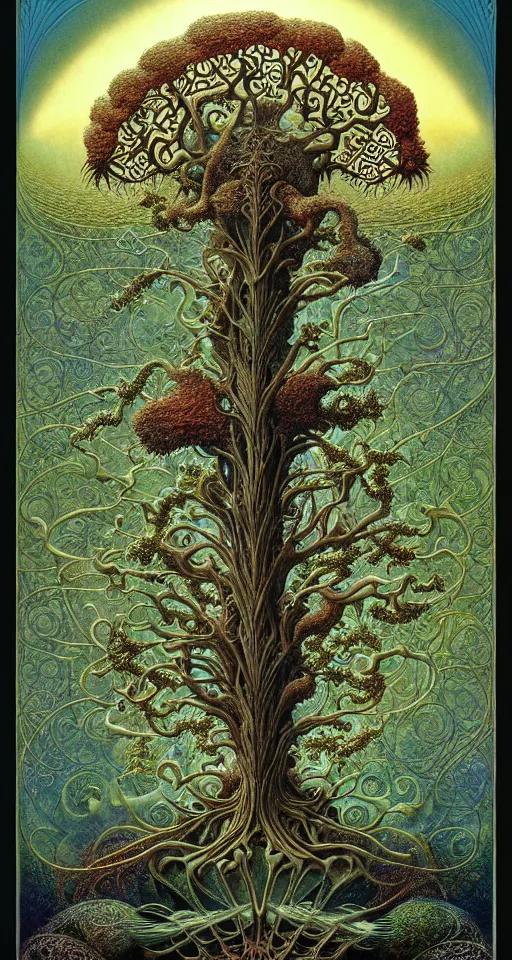 Image similar to tree of life by roger dean and andrew ferez, art forms of nature by ernst haeckel, divine chaos engine, symbolist, visionary, art nouveau, botanical fractal structures, organic, detailed, realistic, surreality