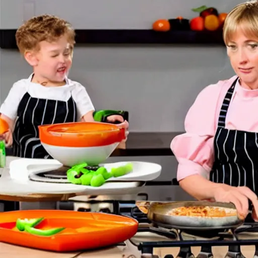 Image similar to a cooking show with kazoo kid