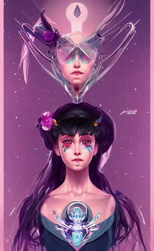 Image similar to symmetry!! portrait of sailor moon! alien in the style of horizon zero dawn, machine face, intricate, elegant, highly detailed, digital painting, artstation, concept art, smooth, sharp focus, illustration, art by artgerm and greg rutkowski and alphonse mucha, 8 k