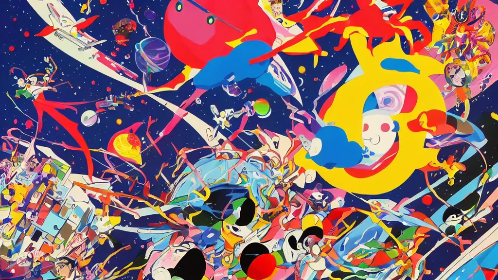 Image similar to poster art by Tomokazu Matsuyama, featured on pixiv, space art, 2d game art, cosmic horror, official art
