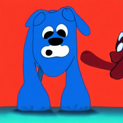 Image similar to blue from blues clues fighting clifford the big red dog