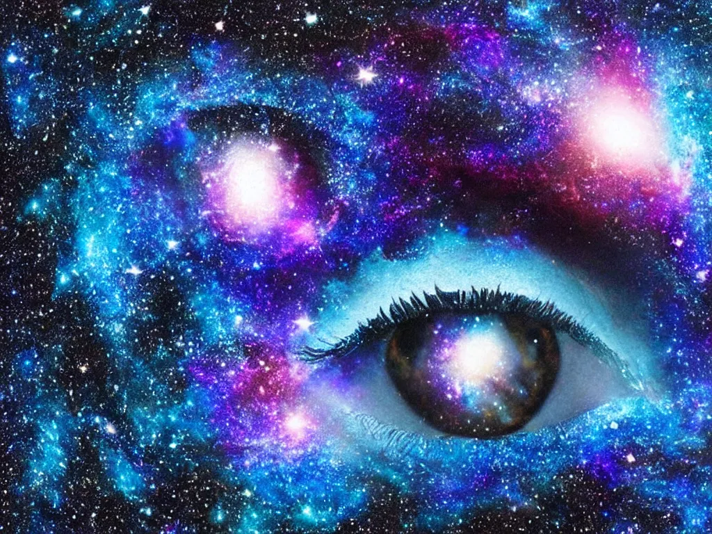 Prompt: realistic galaxy in the shape of an eye