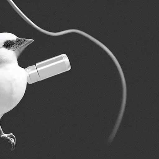 Image similar to A photograph of a bird wearing headphones and speaking into a microphone