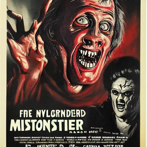 Image similar to vintage horror monster movie poster