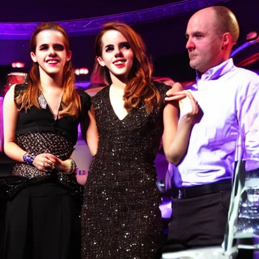 Image similar to emma watson, magic city nightclub, on stage, award winning,