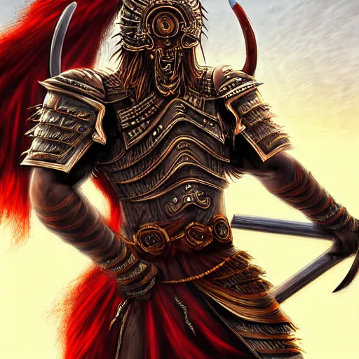 Image similar to epic chthonic ancient warrior by Boris Valejio, high detailed digital art