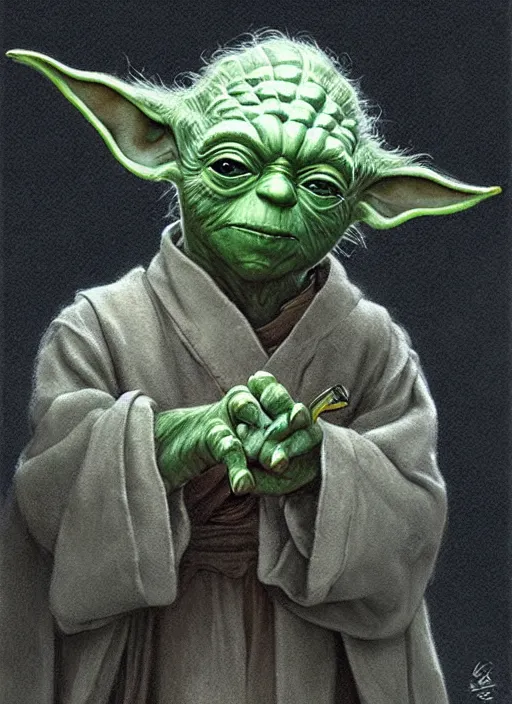 Prompt: a highly detailed portrait of Yoda on a bad drug trip, drugs and alcohol littered everywhere, dizzy, trippy, artstation, cgsociety, very detailed, intricate, detailed illustration, by artgerm and greg rutkowski and alphonse mucha, sharp, smooth, masterpiece