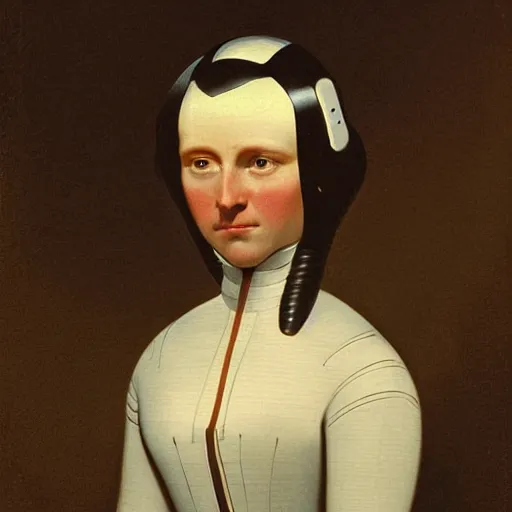 Image similar to a portrait of a female android by george caleb bingham