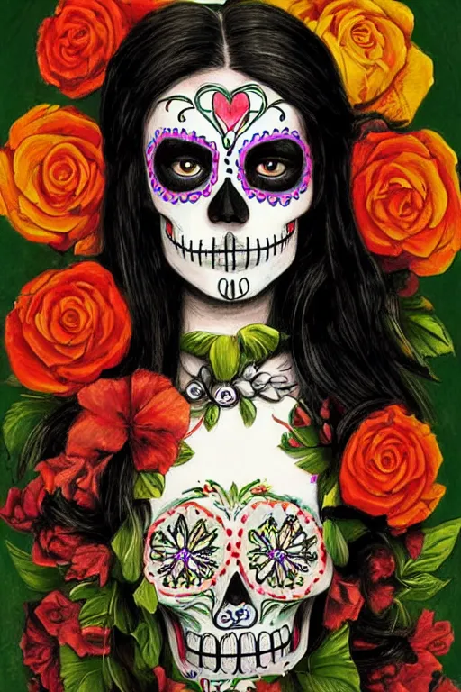 Image similar to Illustration of a sugar skull day of the dead girl, art by Thomas Cole