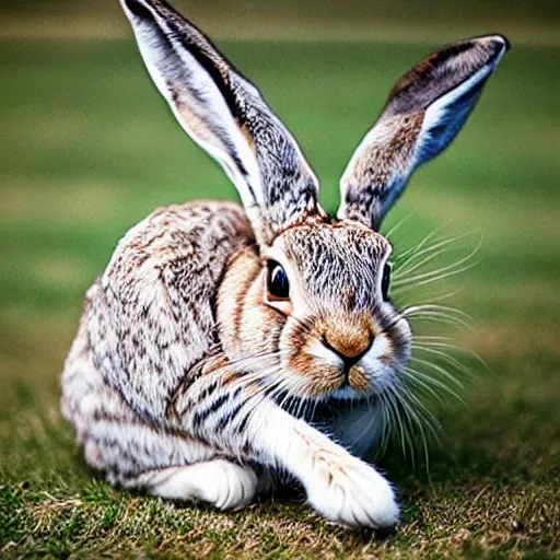 Prompt: a hare - cat - hybrid, animal photography