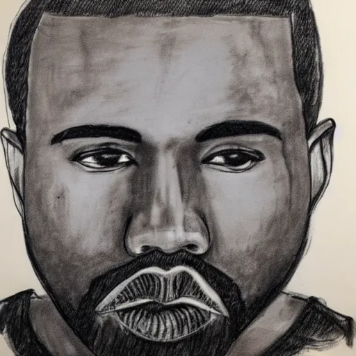 Prompt: poorly sketched kanye west, heavy ink