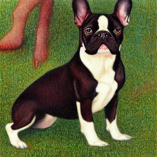 Image similar to black french bulldog by seurat georges