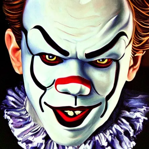 Image similar to a painting of leonardo dicaprio as pennywise