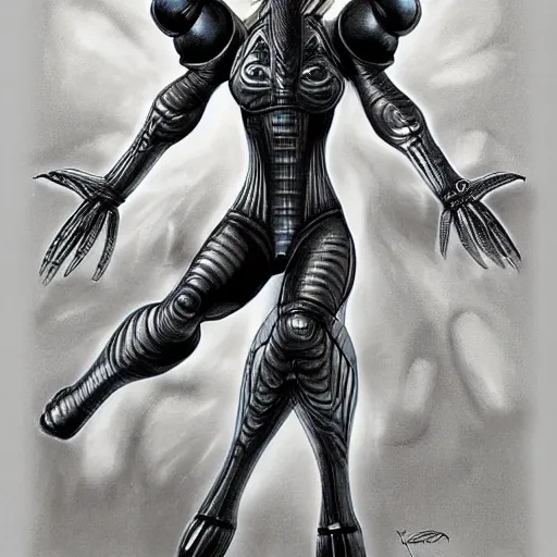 Image similar to samus aran by h. r. giger