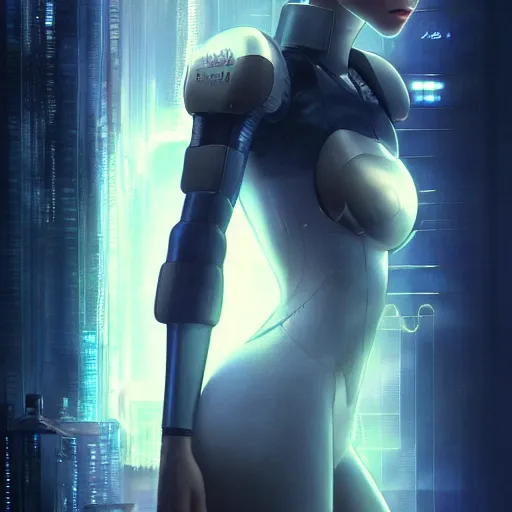 Prompt: kerli koiv, ghost in the shell, bladerunner, character portrait, sharp, digital matte painting, anime key art by yoshitaka amano, greg rutkowski, wlop, dramatic lighting, trending on artstation