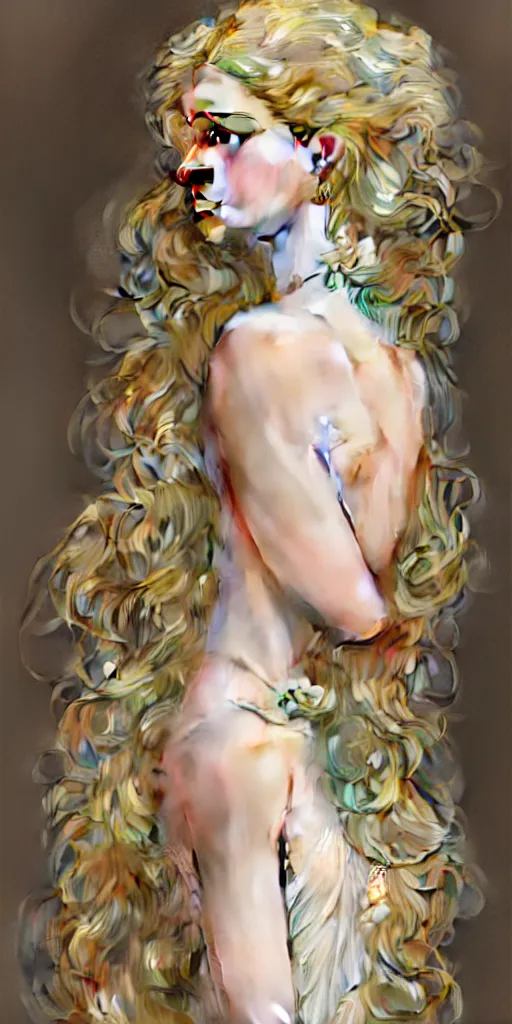 Prompt: a realistic liquid pale blond prince with a decorated dress made of white pearls , highly detailed, digital painting, very very very pale skin, long curly blond hair, Trending on artstation , HD quality, by artgerm and greg rutkowski and alphonse mucha, dramatic light, octane