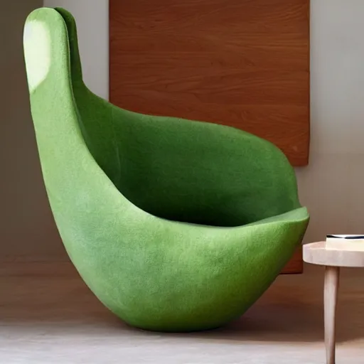 Image similar to an armchair in the shape of an avocado