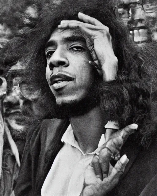 Prompt: a portrait of a 1 9 6 0 s hippie looking like barack obama