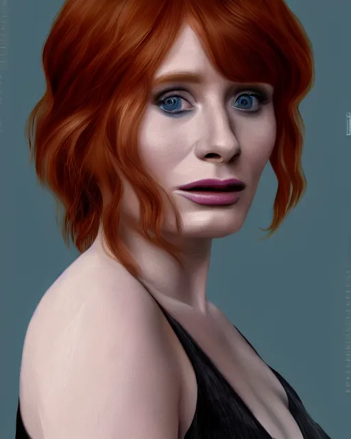 Prompt: a digital painting portrait of Bryce Dallas Howard, in the style of Sakimichan, highly detailed and intricate, 8k, cinematic lighting