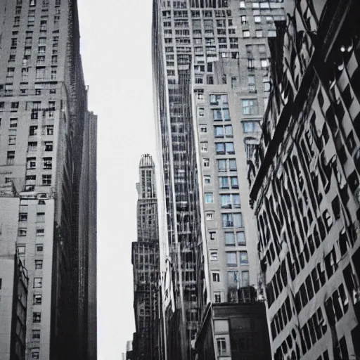 Image similar to photo of a new york city building at noon, kodak funsaver disposable camera