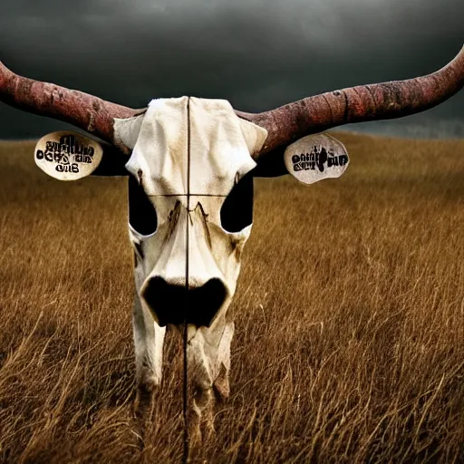 Prompt: a skull made out of cow, national geographic photo