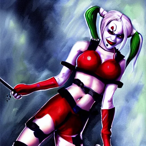 Image similar to harley quinn, fanart,