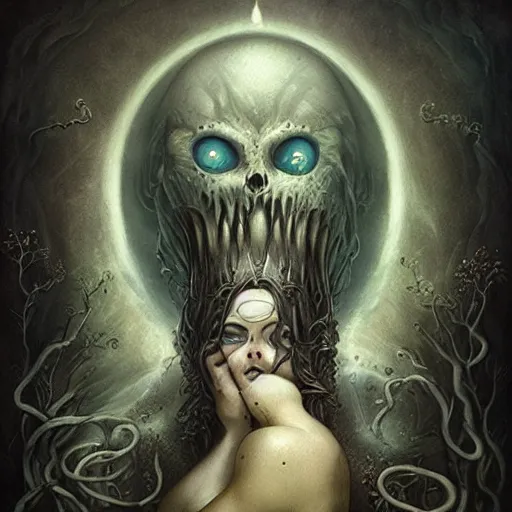 Prompt: lovecraftian monster by tom bagshaw