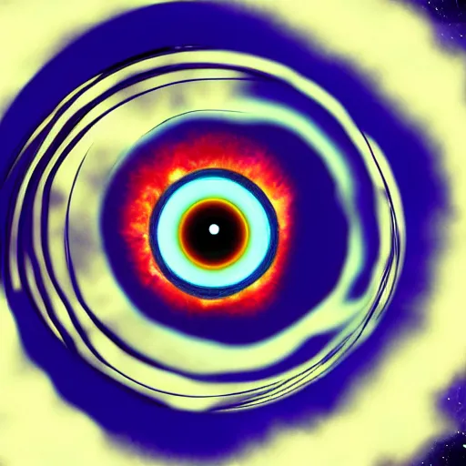 Prompt: an eyeball in space surrounded by planets, digital art