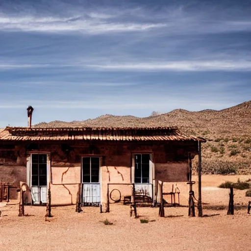 Image similar to An old saloon in a Spanish desert