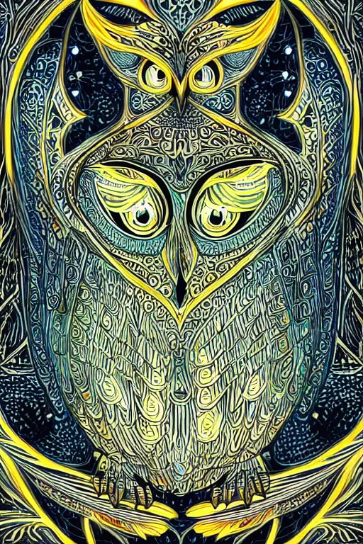 Prompt: luminescent owl, symmetrical, highly detailed, digital art, sharp focus, skeleton, trending on art station, glowing amber