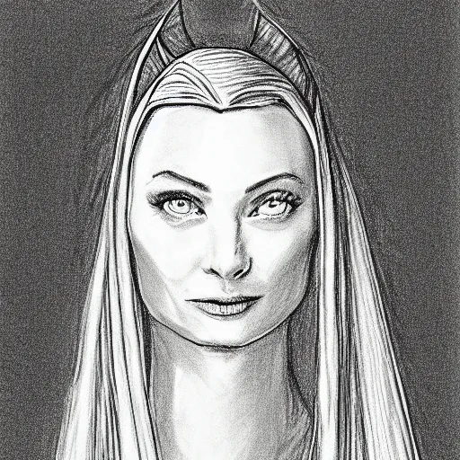 Prompt: pencil sketch of galadriel