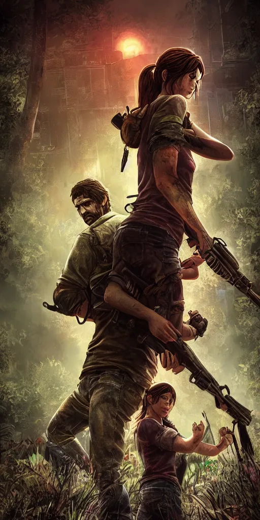 Prompt: cover artwork for a video game in the style of The Last of Us, digital artwork, high resolution, gritty, dark vibe, detailed, trending on imagestation