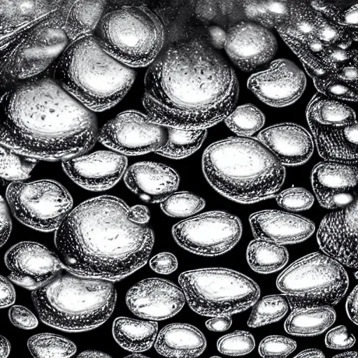 Image similar to silver drops abstract forms metal liquid in a black background