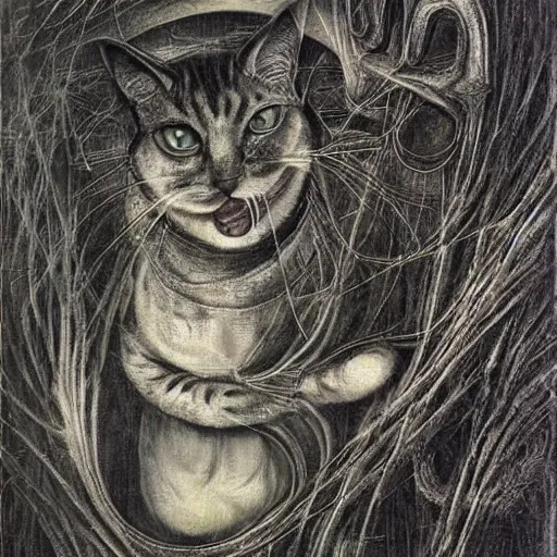 Image similar to picture of cat, by giger, beautiful