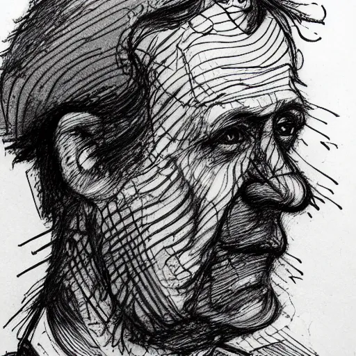 Image similar to a realistic yet scraggly portrait sketch of the side profile of a stern and sophisticated the heavy, trending on artstation, intricate details, in the style of frank auerbach, in the style of sergio aragones, in the style of martin ansin, in the style of david aja, in the style of mattias adolfsson