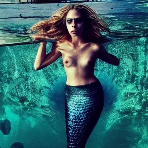 Prompt: “cara delevigne as a mermaid”