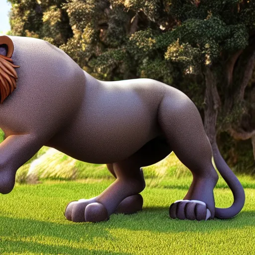 Image similar to a figma lion, side view, full body, 4 k, highly detailed, paws, tail, mane, face, body