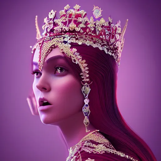 Image similar to portrait of royal princess of ruby with fair skin, ornate 8 k gorgeous intricate detailed, accent lighting, dramatic light, octane render