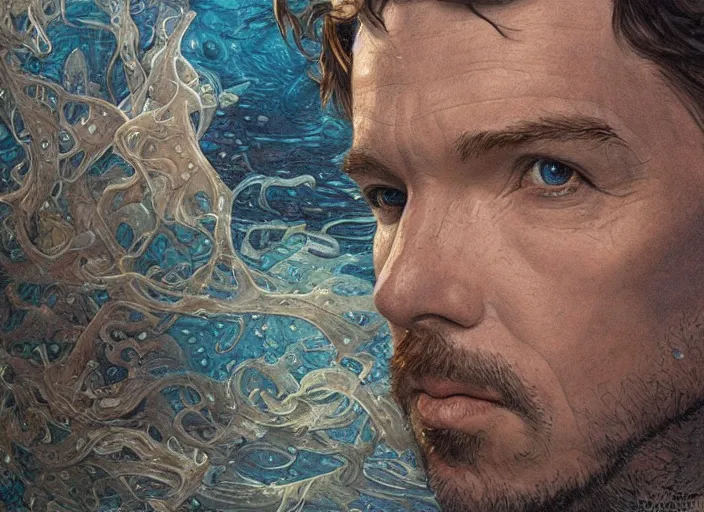 Image similar to a highly detailed underwater portrait of stephen strange, james gurney, james jean