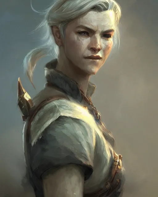 Image similar to the elder scrolls vi, charismatic rugged female nord warrior portrait, illustration, rim light, top light, perfectly shaded, soft painting, art by ross tran, krenz cushart and wenjun lin