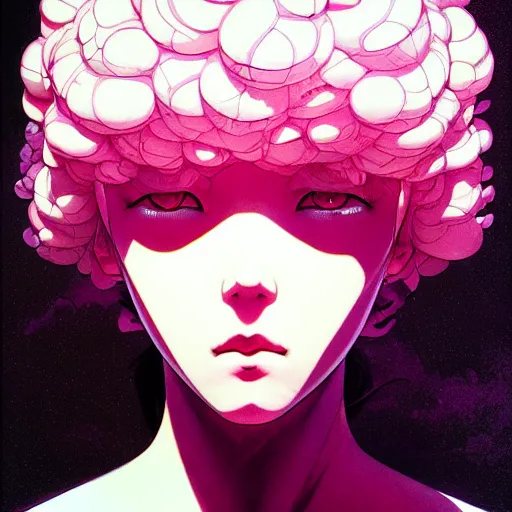 Image similar to prompt : pink and black portrait soft light painted by james jean and katsuhiro otomo and erik jones, inspired by evangeleon anime, smooth face feature, intricate oil painting, high detail illustration, sharp high detail, manga and anime 1 9 9 0