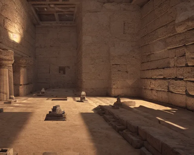 Prompt: screenshot ps 5 videogame in an ancient egypt undiscovered room with a box full of money ingots and gems and precious, concept art, architecture design, pyramids style, rtx, nvidia, renderer, stunning graphics