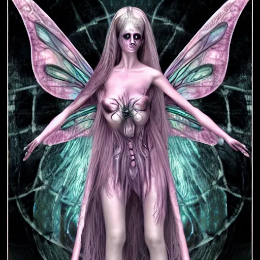 Image similar to fairy girl inspired by giger, and cam de leon