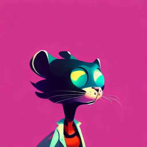 Prompt: curved perspective, extreme narrow, extreme fisheye, digital art of a female marten animal cartoon character by anton fadeev from nightmare before christmas